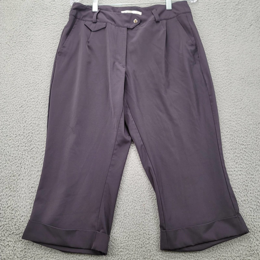Nike Golf Pants Womens 10 Medium Purple Dri-Fit‎ UV Capri Cuffed Swoosh Logo